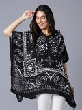 Black & White Paisley Printed Kaftan Top