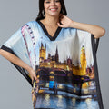 London City Printed Sky Blue Kaftan Top