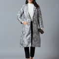 Brocade Floral Design Grey Long Blazer