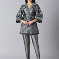 Brocade Floral Design Black Kimono Set