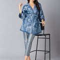 Brocade Floral Design Blue Kimono Set