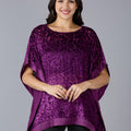 Velvet Floral Printed Purple Kaftan Top