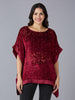 Red Floral Printed Velvet Kaftan Top