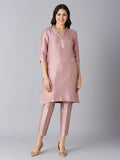 Mauve Paisley Design Brocade Kurta Set