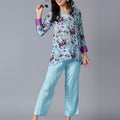 Viscose Floral Printed Blue Co-ord Set