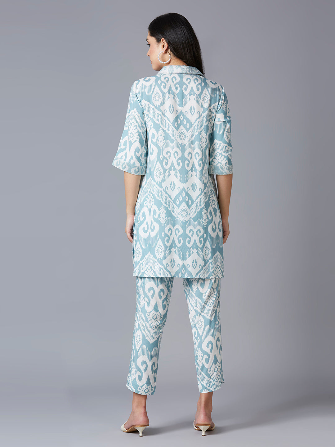 Blue Ikat Printed Co-Ord Set