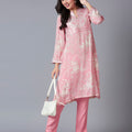 Viscose Floral Printed Pink Kurta