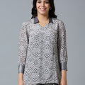 Viscose Abstract Printed Grey Top