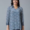 Viscose Abstract Printed Navy Top