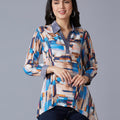 Abstract Printed Blue Multi Top