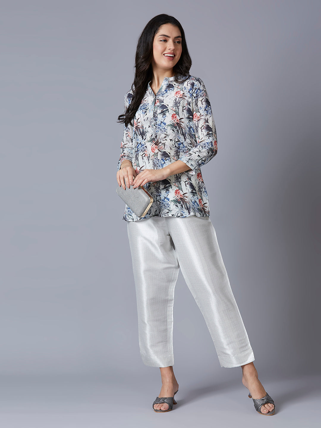 Viscose Floral Printed White Multi Top