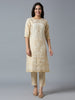 Brocade Navy Gold Placed Floral Design Kurta