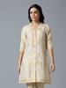 Brocade Navy Gold Placed Design Collared Button up Tunic Kurta