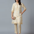 Brocade Off White Placed Design Kurta Set
