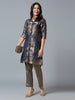 Brocade Blue Placed Design Button up Tunic Kurta