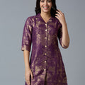 Brocade Placed Design Purple Tunic Kurta