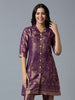 Brocade Navy Gold Placed Design Collared Button up Tunic Kurta
