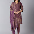 Brocade Paisley Design Purple Kurta Set