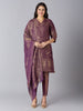 Brocade Deep Purple Enlarged Paisley Design Kurta Set