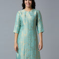 Brocade Rose Design Aqua Kurta