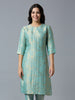 Brocade Aqua Gold Rose Design Kurta