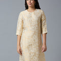 Brocade Rose Design Off-White Kurta