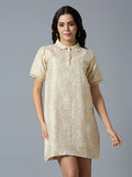 Ivory Gold Tapestry Designed T-Shirt Dress