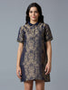Ivory Gold Tapestry Designed T-Shirt Dress
