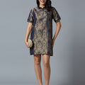 Brocade Tapestry Design Navy T-Shirt Dress