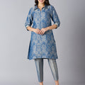 Brocade Tapestry Design Blue Kurta Set