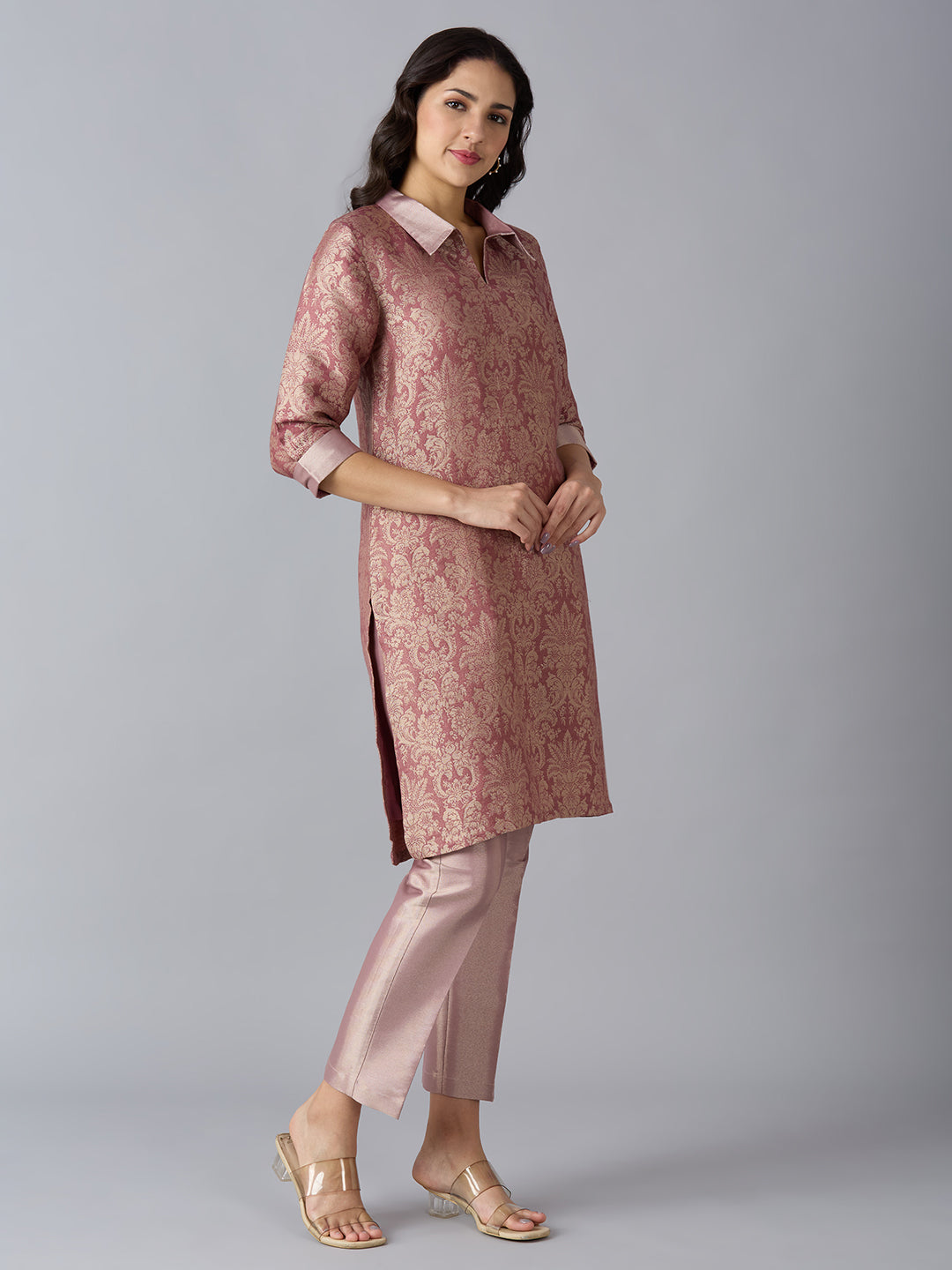 Teal Tapestry Design Brocade Kurta Set