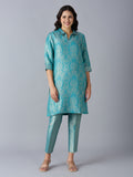 Teal Tapestry Design Brocade Kurta Set