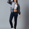Sequin Paris Printed Grey Bomber Jacket