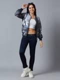 Grey Paris Printed Sequin Bomber Jacket