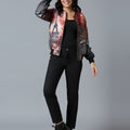 Sequin Paris Printed Red Multi Bomber Jacket