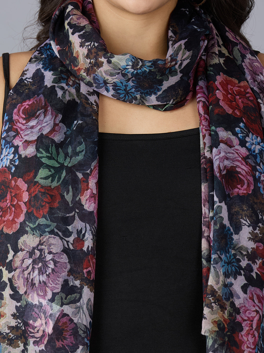 Multicolor Floral Printed Polyester Scarf