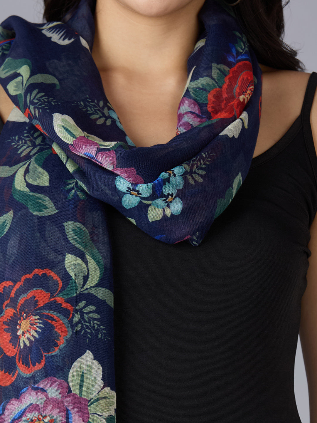 Multicolor Floral Printed Polyester Scarf