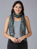 Green Paisley Printed Polyester Scarf