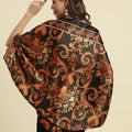 Paisley Printed Black And Rust Cape