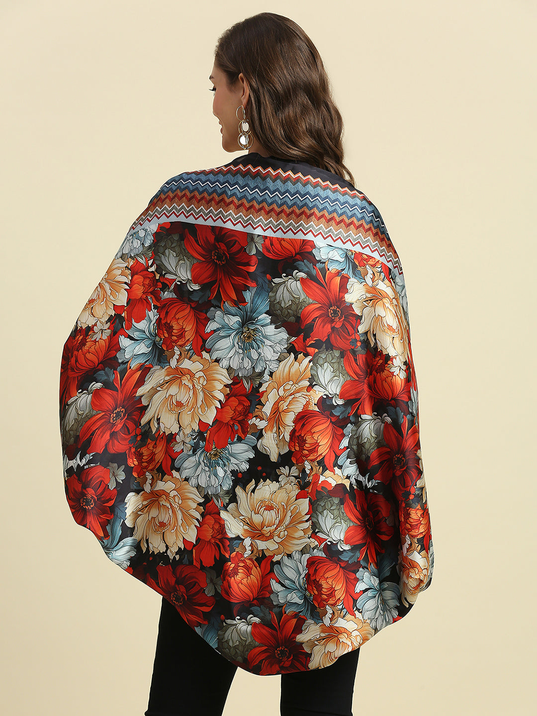Floral Printed Multicolored Cape