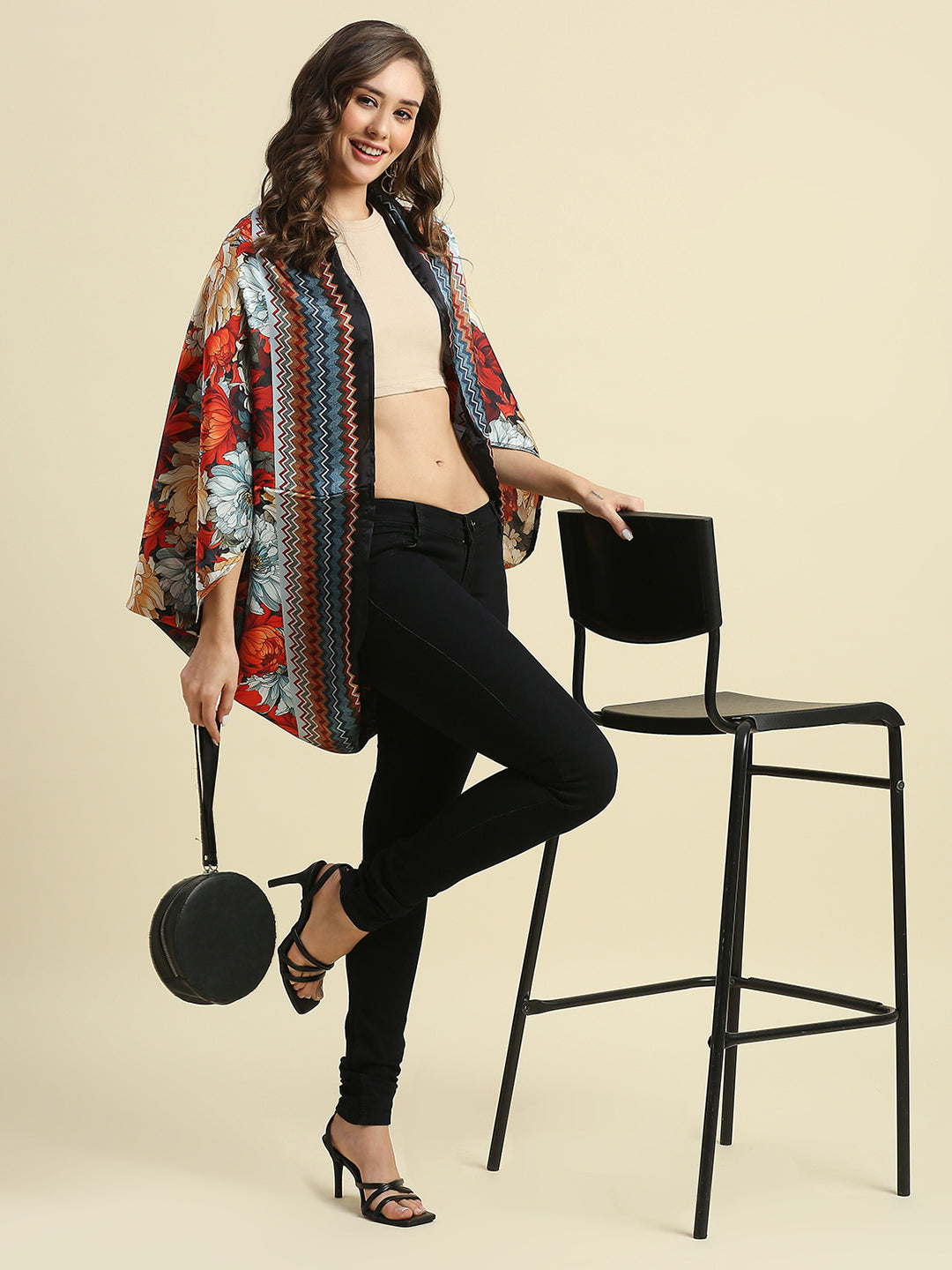 Floral Printed Multicolored Cape