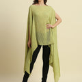 Brocade Tapestry Design Lime Pleated Poncho