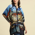 City Printed Blue Multicolor Kaftan Shirt