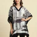 Bridge Printed Black & White Kaftan Top