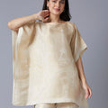 Brocade Paris Design Off White Poncho Set