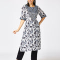 Viscose Floral Printed Blue Kurta