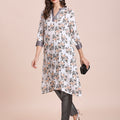 Viscose Floral Printed White Kurta