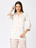 Peach White Floral Printed Top