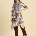Floral Printed Brown Asymmetric Kurta
