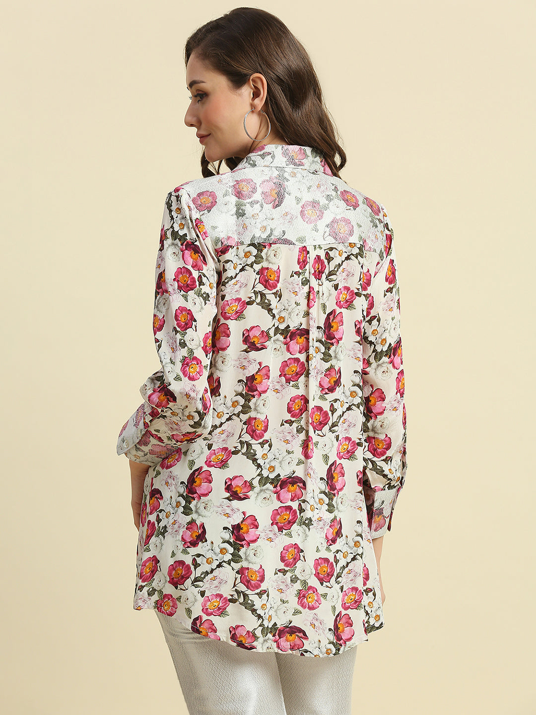 Floral Printed White Pink Top